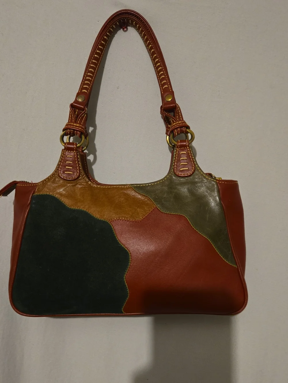 Rare Vintage Isabella Fiore Leather embroidered Hand bag